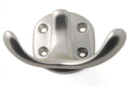 1x Luxe kapstokhaken / jashaken / kapstokhaakjes aluminium zilver dubbele haak 5 x 7 cm