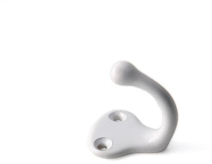 1x Luxe kapstokhaken / jashaken / kapstokhaakjes messing wit enkele haak 3,8 x 3 cm