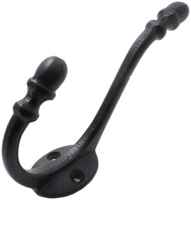 1x Luxe kapstokhaken / jashaken / kapstokhaakjes metaal retro zwart enkele haak 14 x 3,2 cm