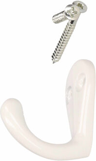 1x Luxe kapstokhaken / jashaken / kapstokhaakjes wit van hoogwaardig metaal 3,3 x 4,1 cm