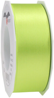 1x Luxe lime groen satijnen lint rollen breed 4 cm x 25 meter cadeaulint verpakkingsmateriaal - Cadeaulinten