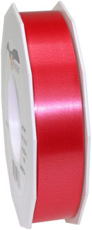 1x Luxe rode kunststof lint rollen 2,5 cm x 91 meter cadeaulint verpakkingsmateriaal - Cadeaulinten Rood