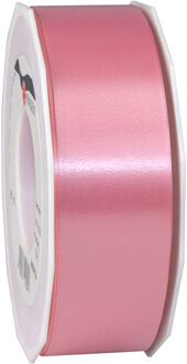 1x Luxe roze kunststof lint rollen 4 cm x 91 meter cadeaulint verpakkingsmateriaal - Cadeaulinten