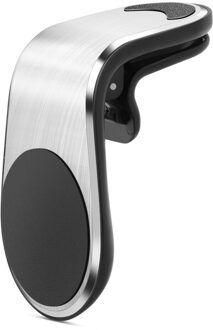 1x Magnetische Auto Mobiele Telefoon Houder Air Vent Mount Stand Voor Peugeot 206 207 208 307 308 407 508 3008 Voor Citroen C4 C5 C3 Zilver