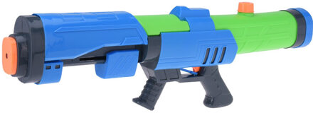1x Mega waterpistolen/waterpistool met pomp blauw/groen van 63 cm kinderspeelgoed Multi