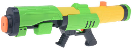 1x Mega waterpistolen/waterpistool met pomp groen/geel van 63 cm kinderspeelgoed Multi