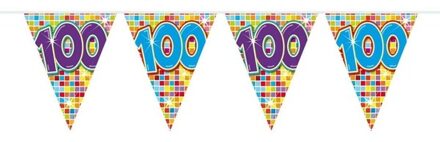 1x Mini vlaggenlijn / slinger verjaardag versiering 100 jaar