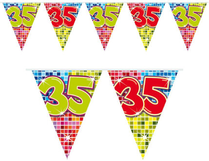 1x Mini vlaggenlijn / slinger verjaardag versiering 35 jaar Multi