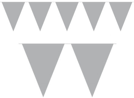 1x Mini vlaggetjeslijn slingers zilver 300 cm - Vlaggenlijnen Zilverkleurig