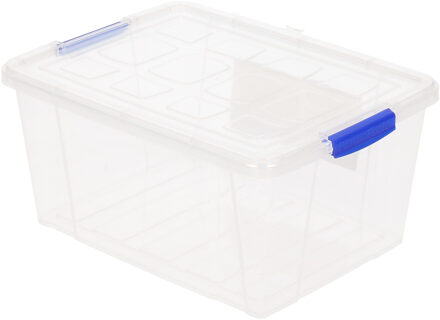 1x Opbergbakjes/organizers met deksel 1 liter 16 cm transparant - Opbergbox