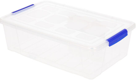 1x Opbergbakjes/organizers met deksel 2 liter 25 cm transparant - Opbergbox