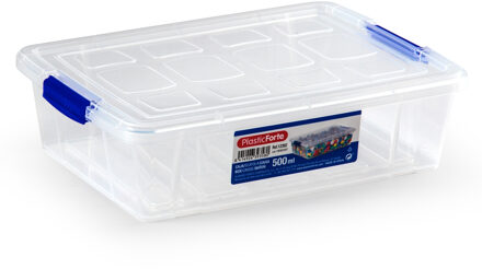 1x Opbergbakjes/organizers met deksel 500 ml 16 cm transparant - Opbergbox