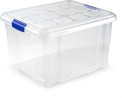 1x Opslagbakken/organizers met deksel 25 liter 42 cm transparant - Opbergbox