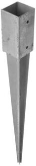 1x Paalhouders / paaldragers staal verzinkt met punt - 7 x 7 x 75 cm - houten palen in de grond plaatsen - paalpunten / paalvoeten