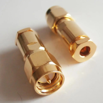 1X Pcs Connector SMA Male plug Clamp Solder for LMR195 RG58 RG142 RG223 RG400 Cable Coax Brass GOLD Plated Straight RF Adapters