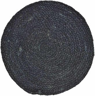 1x Placemats rond rotan handgemaakt zwart 38 cm - Placemats