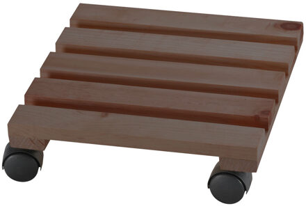 1x Planten trolleys/multirollers donkerbruin vierkant 30 x 30 cm voor harde vloeren