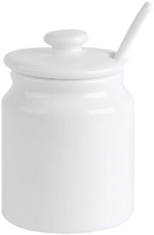 1x Porseleinen suikerpotjes met deksel en lepel 180 ml