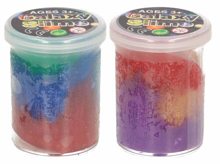 1x Potjes speelgoed/hobby galaxy slijm gekleurd 6 x 4,8 cm 150 ml inhoud