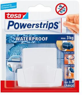 1x Powerstrips dubbele haak waterproof Tesa - Handdoekhaakjes Wit