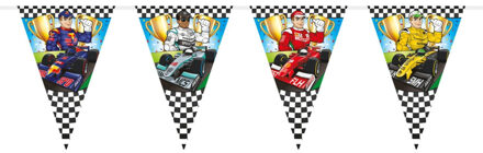 1x Race/Formule 1 thema vlaggenlijn grote vlaggetjes - Vlaggenlijnen Multikleur