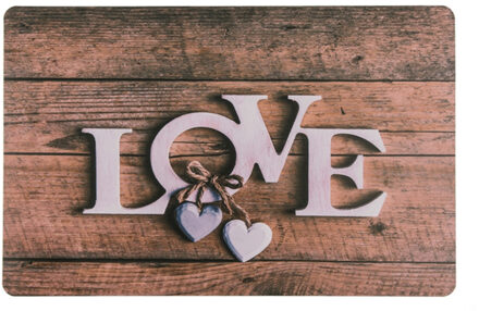 1x Rechthoekige onderzetters/placemats voor borden I love you print 29 x 44 cm - Placemats Bruin