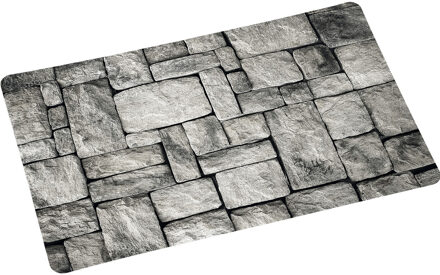 1x Rechthoekige placemats grijze stenen print 28 x 43 cm