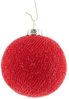 1x Rode Cotton Balls kerstballen 6,5 cm kerstboomversiering