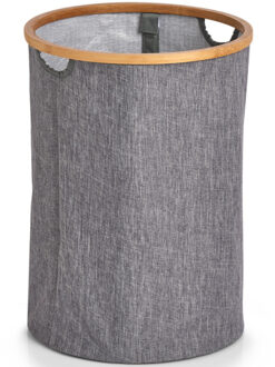 1x Ronde grijze wasgoedmanden van stof 36 x 50 cm - Wasmanden Grijs