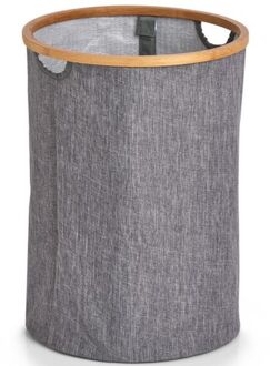 1x Ronde grijze wasgoedmanden van stof 36 x 50 cm - Wasmanden Grijs