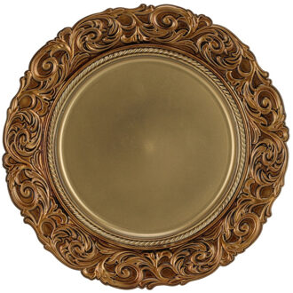 1x Ronde kaarsenborden/onderborden goud kunststof D36 cm - Kaarsenplateaus Goudkleurig