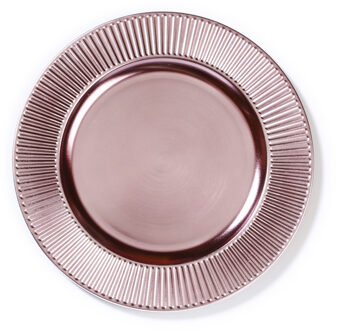 1x Ronde kaarsenborden/onderborden oudroze 33 cm
