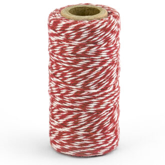 1x Rood/wit katoenen touw 50 meter cadeaulint - Touwen