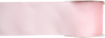 1x Roze satijnlint rollen 2,5 cm x 25 meter cadeaulint verpakkingsmateriaal - Cadeaulinten