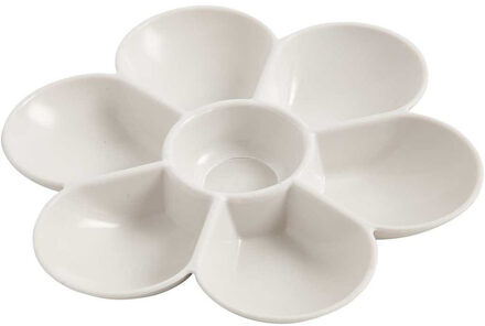 1x Schilder palet in bloemvorm 17 cm - Verfpalet - Schilderspalet met 7 vakken van kunststof