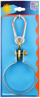 1x Schommelhaken met bevestigingsring en karabijnhaak 10 cm - Schommelhaken Zilverkleurig