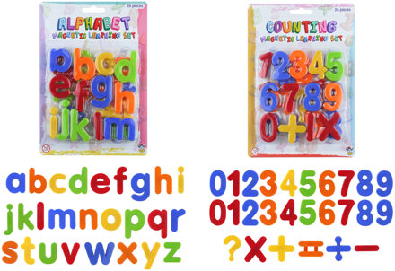 1x set Magnetische gekleurde alfabet speelgoed letters en cijfers 52 stuks 4 cm - Magneten Multikleur