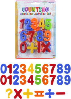 1x set Schoolbord cijfers magnetisch 26 stuks - Magneten Multikleur