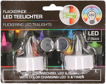 1x Set Van 12 Stuks Led Theelichtjes/waxinelichtjes Gekleurd 4 Cm - Kunststof Waxinekaarsjes/theekaarsjes