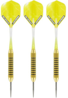 1x Set van dartpijltjes Speedy Yellow Brass met Metallic Lightning flites 21 grams - Dartpijlen Multikleur