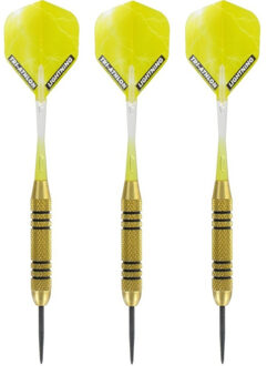 1x Set van dartpijltjes Speedy Yellow Brass met Metallic Lightning flites 23 grams - Dartpijlen Multikleur