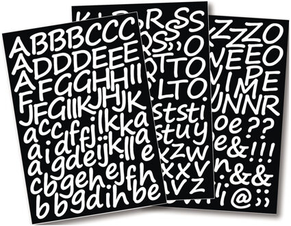 1x Setje alfabet plakletter stickers ongeveer 3 cm - Stickers Wit