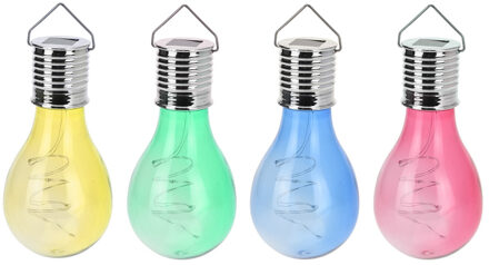 1x Solar hang lampenbolletjes blauw op zonne-energie 15 cm tuinverlichting