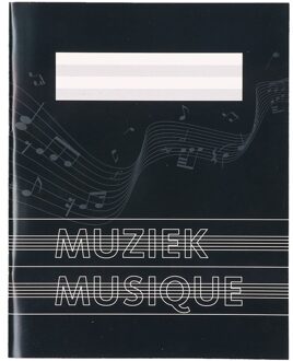 1x stuks A5 schriften met muzieknoot balken zwart - Schriften