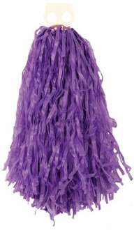 1x Stuks cheerball/pompom paars met ringgreep 28 cm - Verkleedattributen