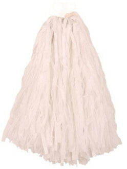 1x Stuks cheerball/pompom wit met ringgreep 28 cm - Verkleedattributen