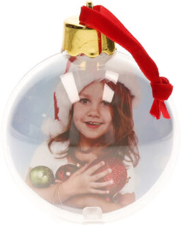 1x stuks DIY foto/fotolijst kunststof kerstballen transparant 8 cm - Kerstbal