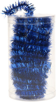 1x stuks folie tinsel slingers/guirlandes blauw 20 meter kerstslingers