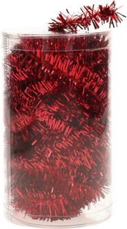 1x stuks folie tinsel slingers/guirlandes rood 20 meter kerstslingers