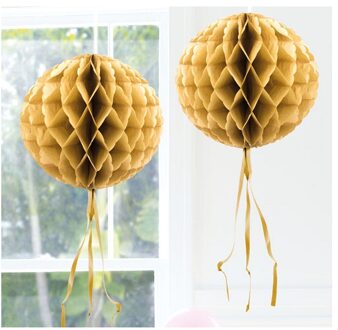 1x stuks Honeycomb ballen/bollen goud 30 cm versieringen - Hangdecoratie Goudkleurig